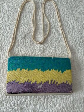 Timmy Woods Teal, Yellow & Lavender Sequin Shoulder Bag